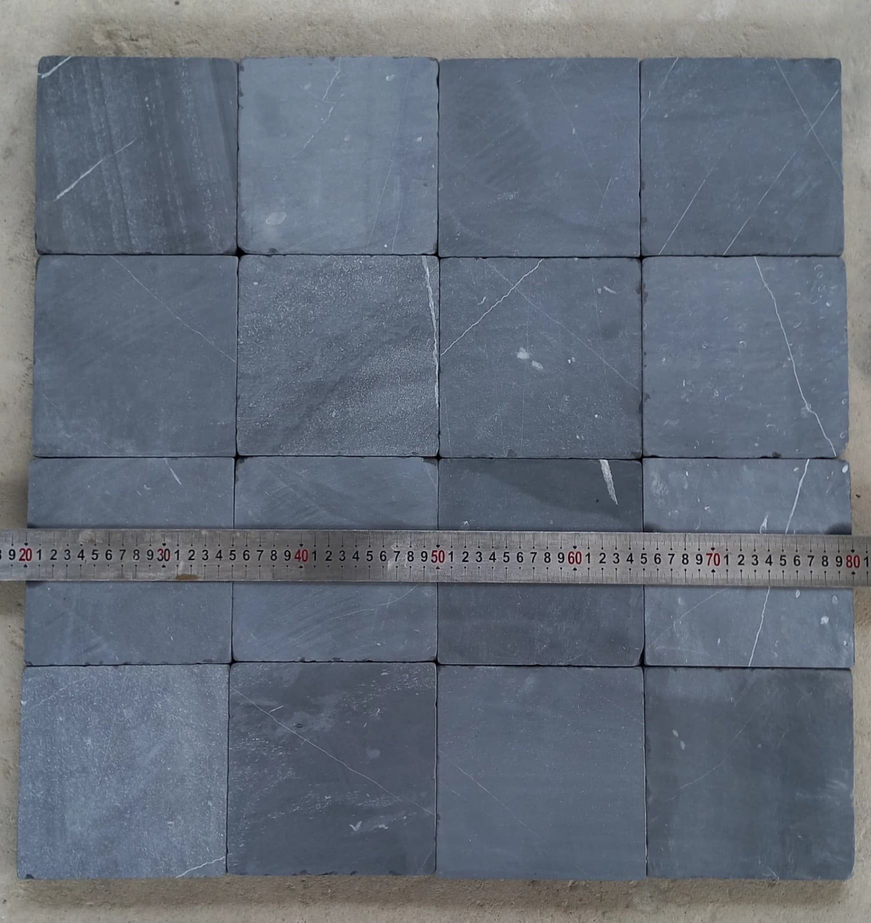 Black Tumbled Stone 15x15x2cm