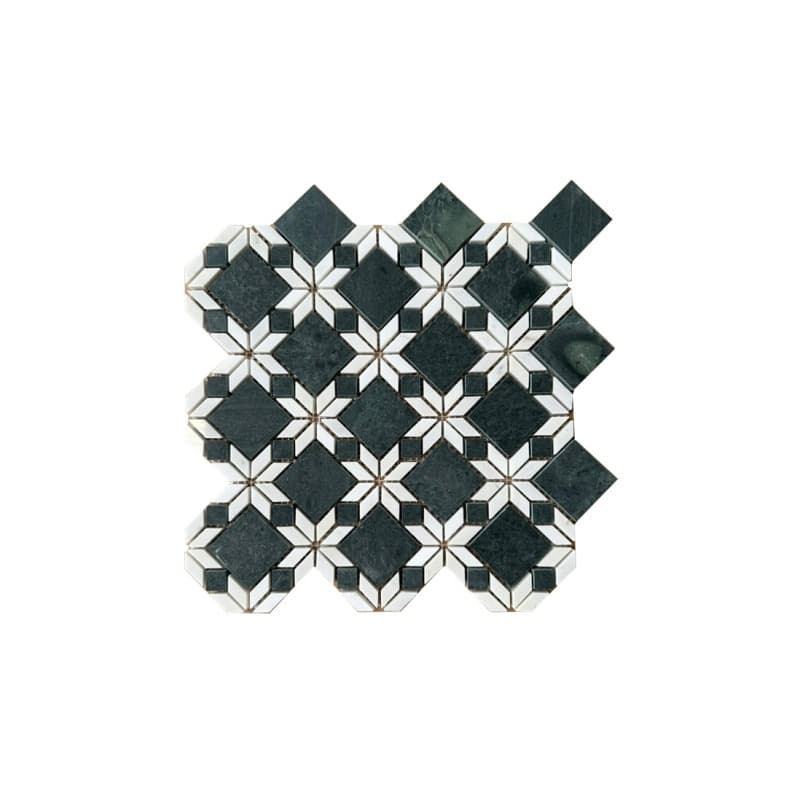 Đá Mosaic Bông Hoa Trắng Sữa, Xanh Rêu