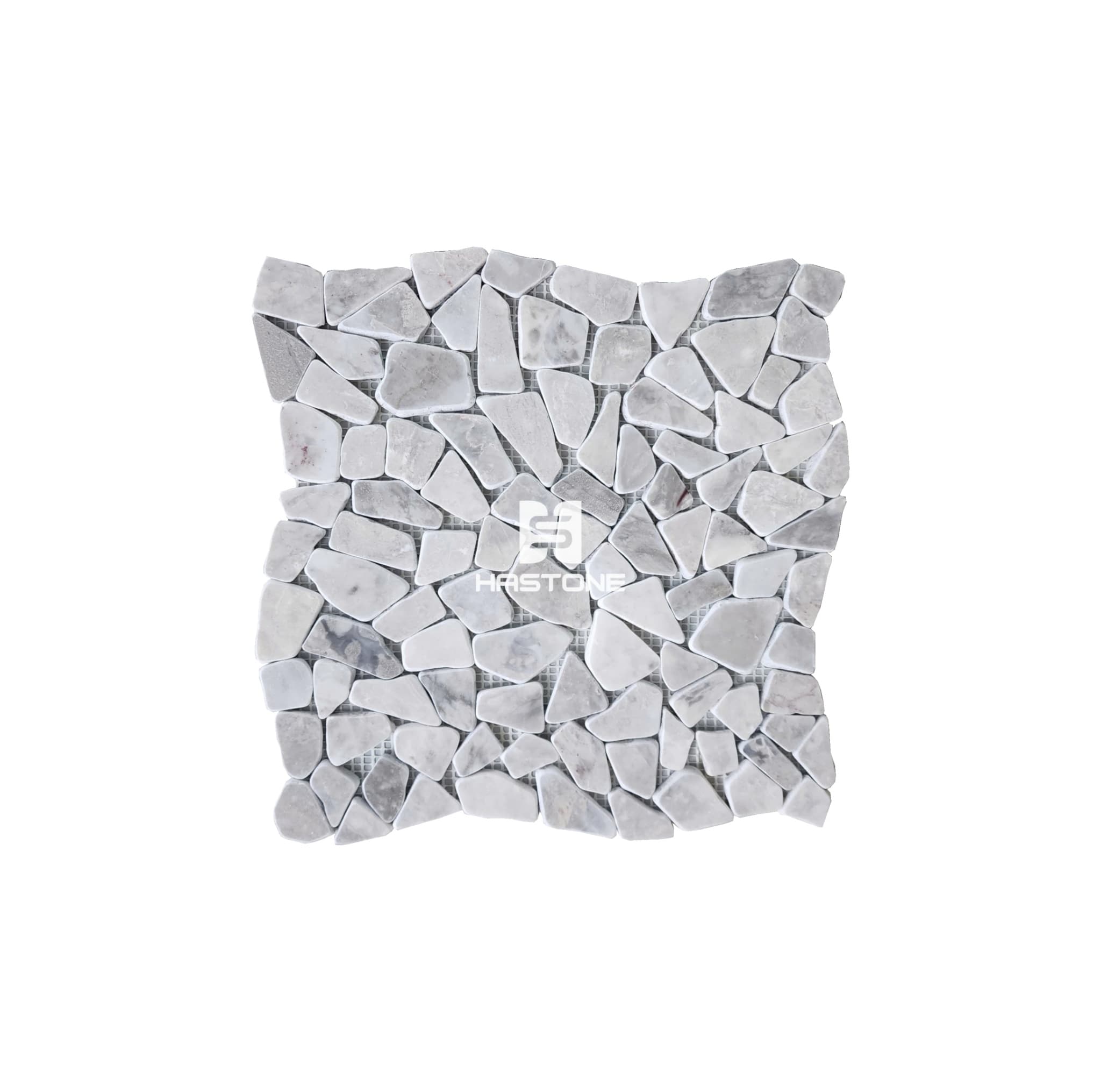 Đá Mosaic Dán Rối Crazy Tumbled Ghi Nhạt Bóng
