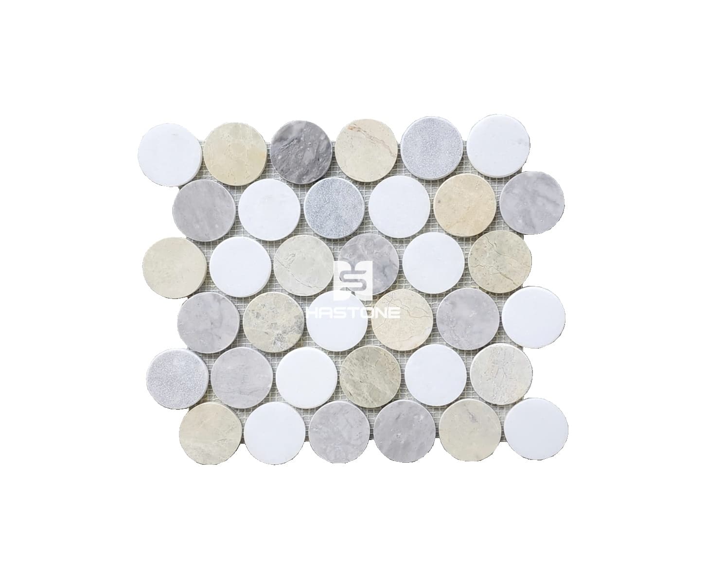 Milky White, Lemon Yellow, Light Grey Big Round Mosaic