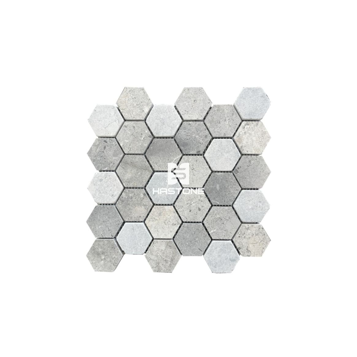Multicolor Hex 2'' Honed, Tumbled Mosaic