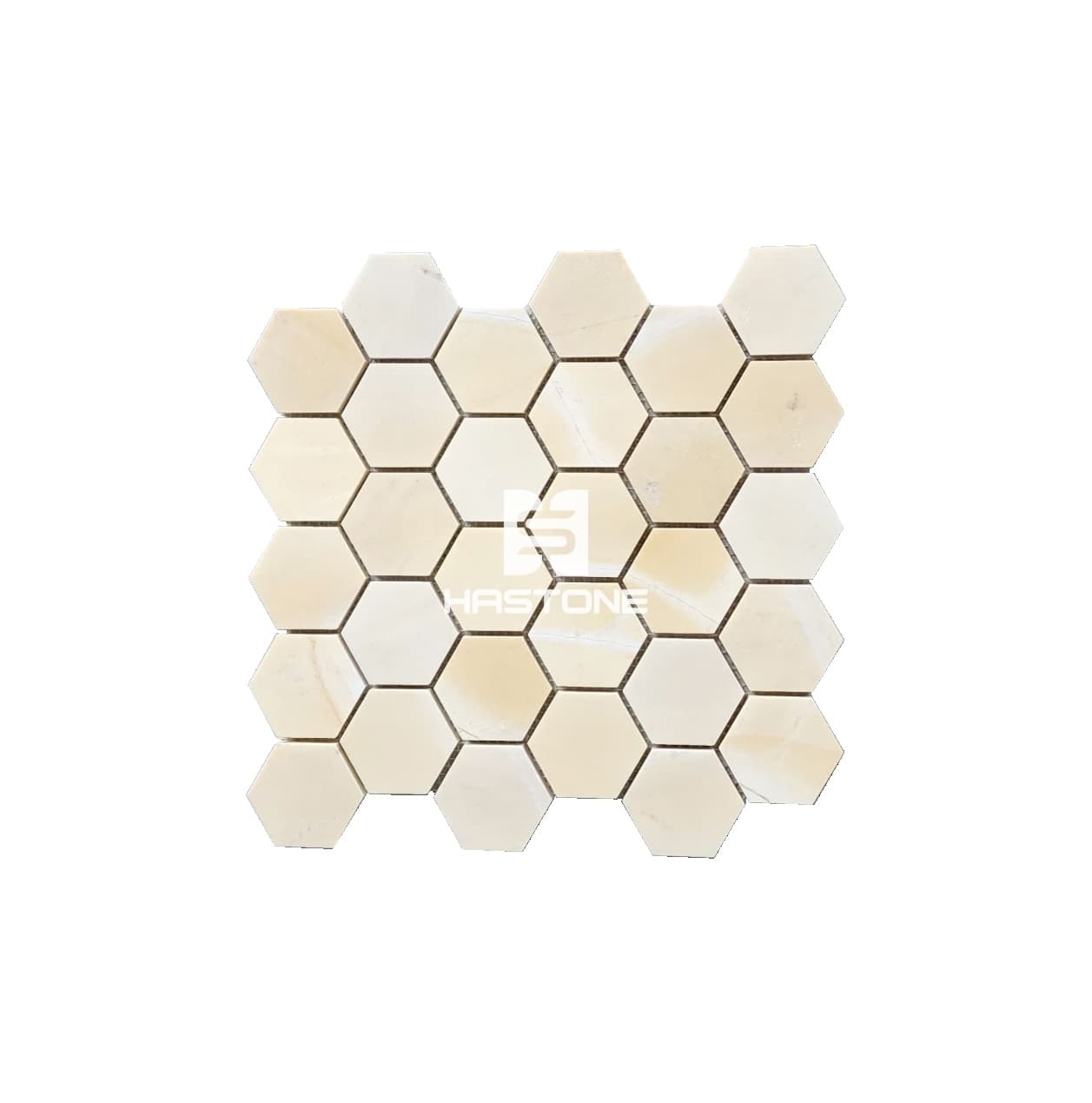 Đá Mosaic Hex 2'' Vàng Nhạt Bóng