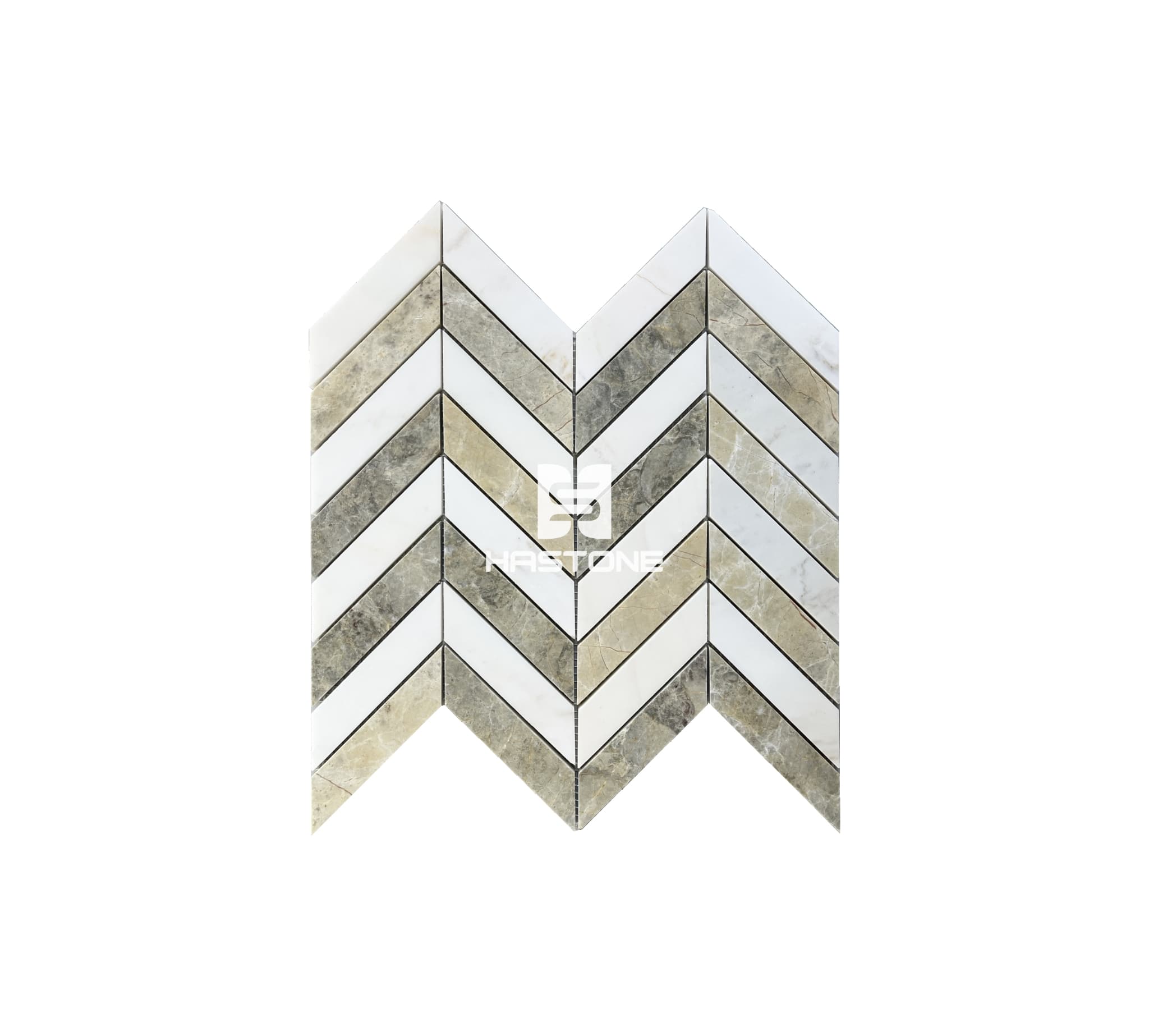 Milky White, Lemon Yellow Big Chevron Honed Mosaic